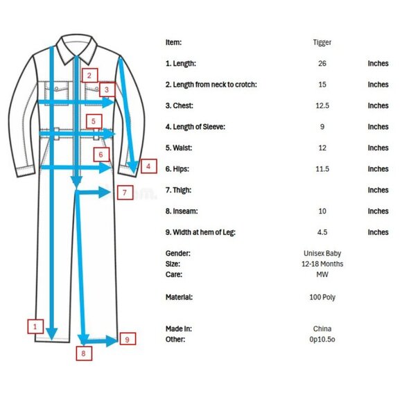 Disney Winnie the Pooh Tigger Costume Baby Unisex 12 18 Mo Boys Girls Halloween - Picture 10 of 10